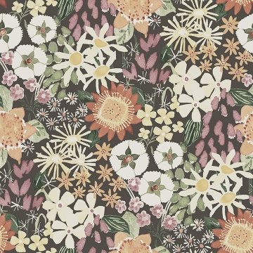 Picture of Karina Raspberry Wildflower Garden Wallpaper
