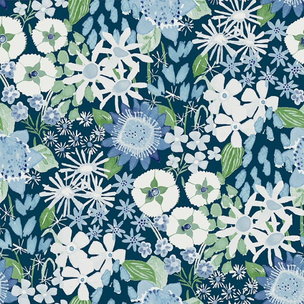 Picture of Karina Blue Wildflower Garden Wallpaper