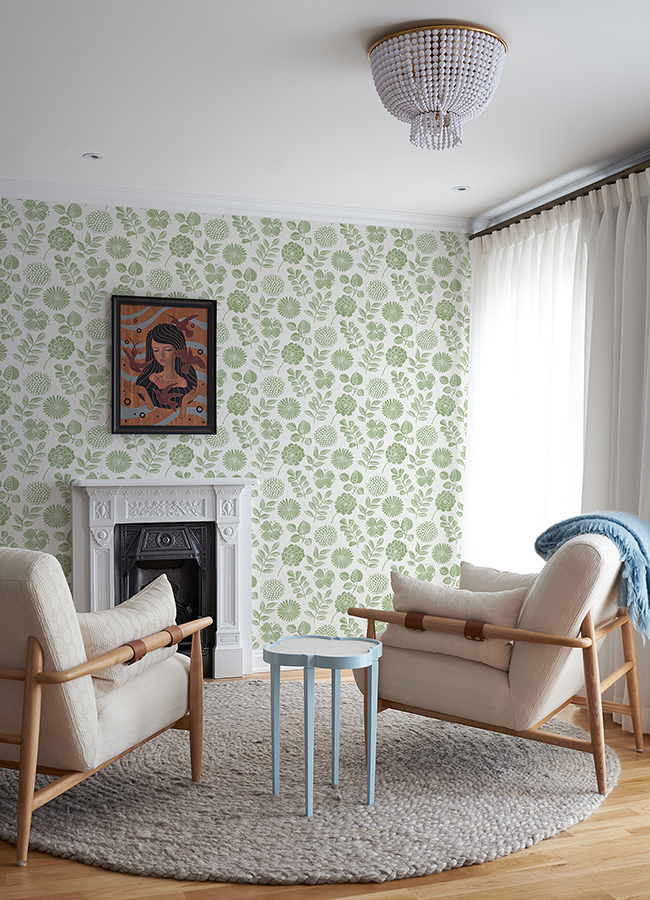4066-26531 - Inge Moss Floral Block Print Wallpaper - by A-Street Prints