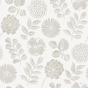 Picture of Inge Light Grey Floral Block Print Wallpaper