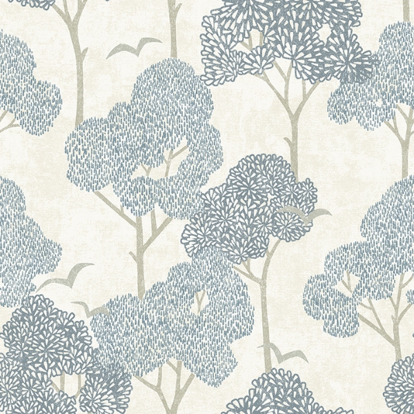 Picture of Lykke Blue Textured Tree Wallpaper