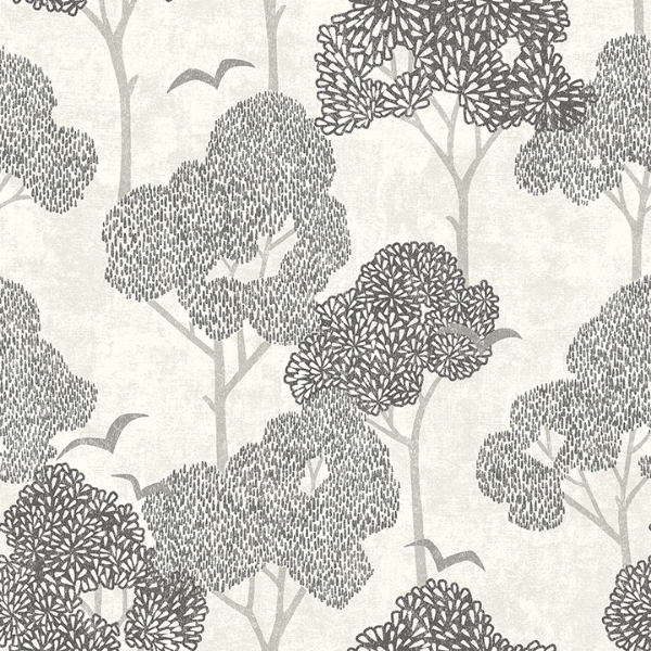 Picture of Lykke Black Textured Tree Wallpaper