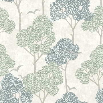 Picture of Lykke Green Textured Tree Wallpaper