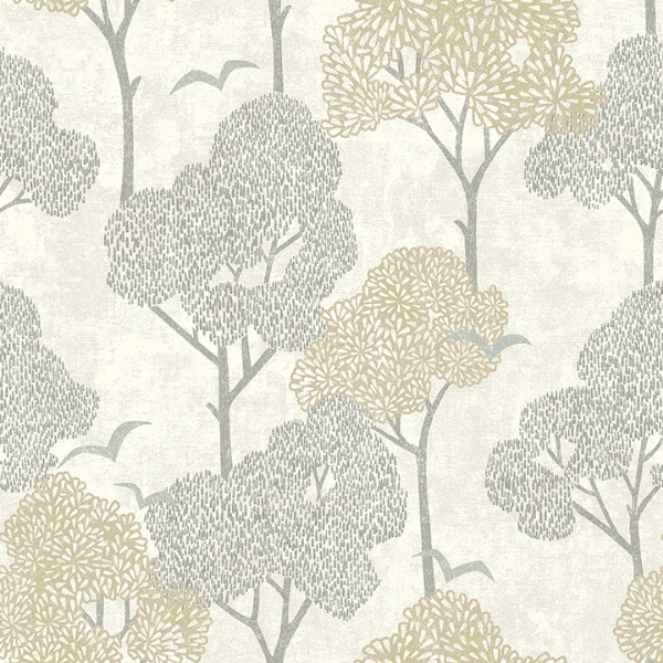 Picture of Lykke Neutral Textured Tree Wallpaper