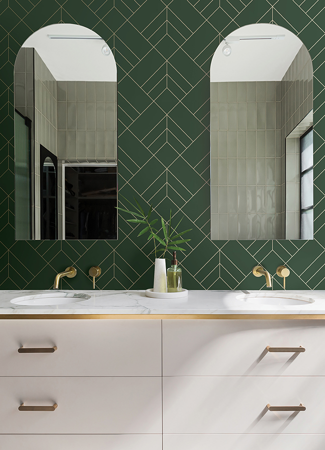 406626550 Sander Evergreen Geometric Wallpaper by AStreet Prints