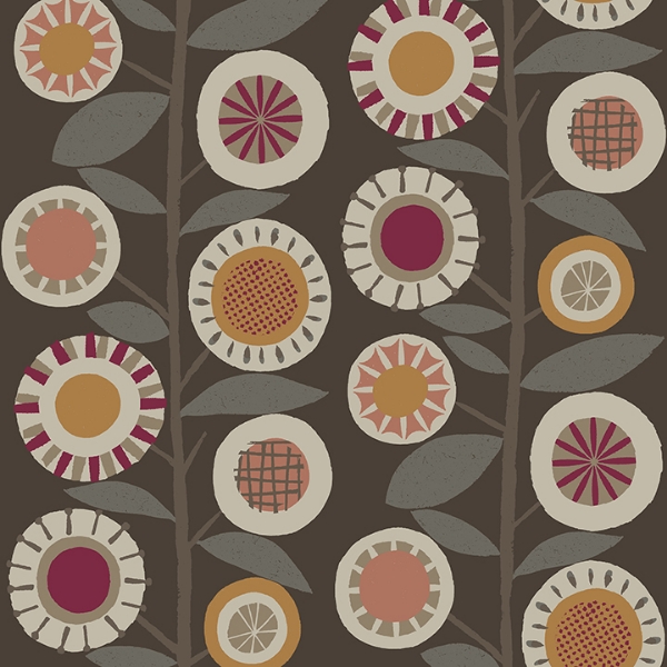 Picture of Sisu Raspberry Floral Geometric Wallpaper
