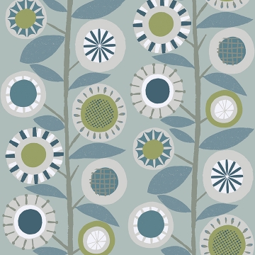 Picture of Sisu Light Blue Floral Geometric Wallpaper