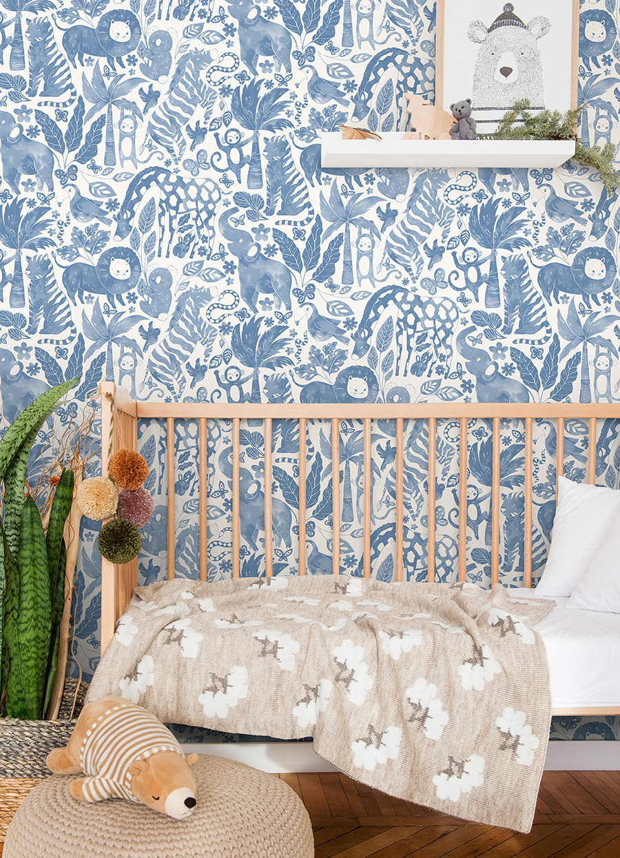 NUS4850 Sweet Safari Blue Peel and Stick Wallpaper by NuWallpaper