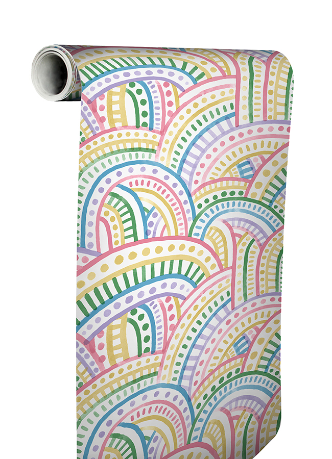 NUS4853 - Retro Rainbow Multi Bright Peel and Stick Wallpaper - by