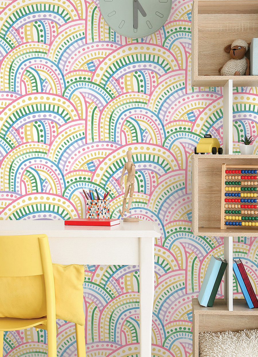 Nus4853 Retro Rainbow Multi Bright Peel And Stick Wallpaper By Nuwallpaper