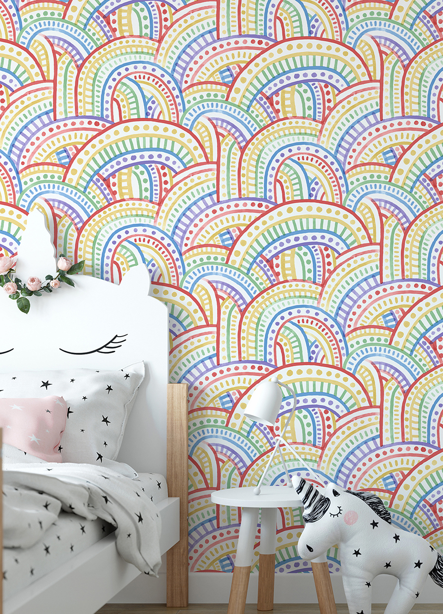 NUS4854 - Retro Rainbow Multi Peel and Stick Wallpaper - by NuWallpaper