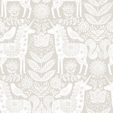 Picture of Unicorn Stamp Taupe Peel and Stick Wallpaper