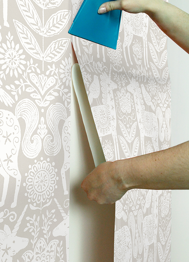 NUS4856 - Unicorn Stamp Taupe Peel and Stick Wallpaper - by NuWallpaper