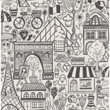 Picture of Oui Paris Charcoal Peel and Stick Wallpaper