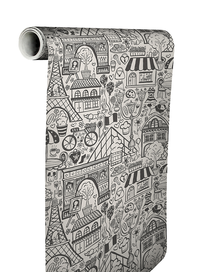 NUS4859 - Oui Paris Charcoal Peel and Stick Wallpaper - by NuWallpaper