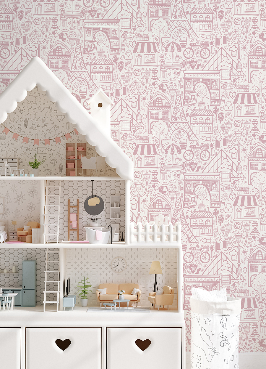 Nus4860 Oui Paris Pink Peel And Stick Wallpaper By Nuwallpaper 7054