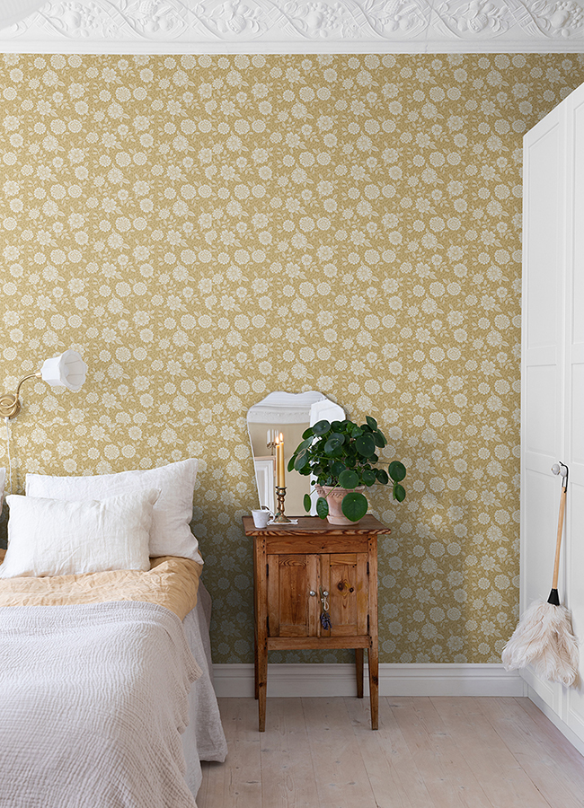 4080-15910 - Lizette Mustard Charming Floral Wallpaper - by A-Street Prints