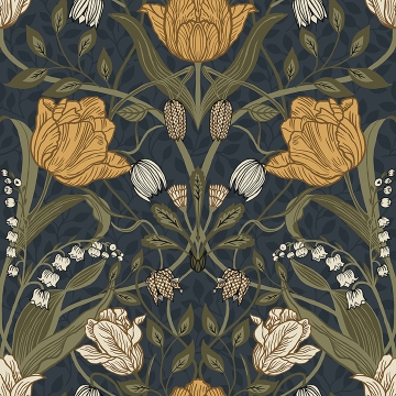 Picture of Filippa Navy Tulip Wallpaper