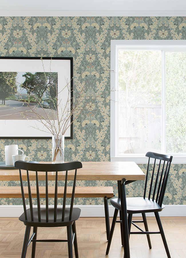 408083115 Ojvind Light Blue Floral Ogee Wallpaper by AStreet Prints