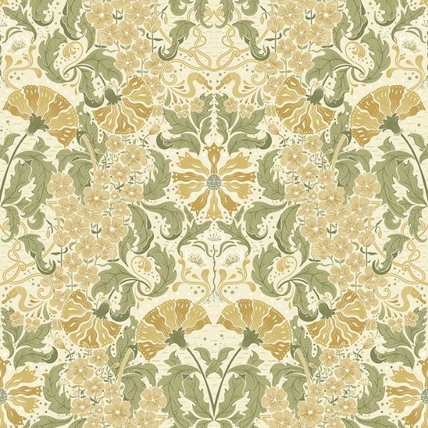 Picture of Ojvind Gold Floral Ogee Wallpaper