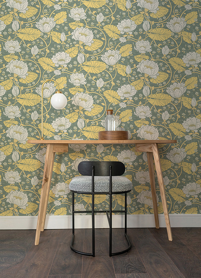 4080-83120 - Eva Yellow Lotus Dreams Wallpaper - by A-Street Prints