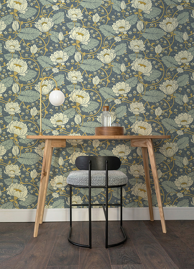 4080-83122 - Eva Blue Lotus Dreams Wallpaper - By A-street Prints