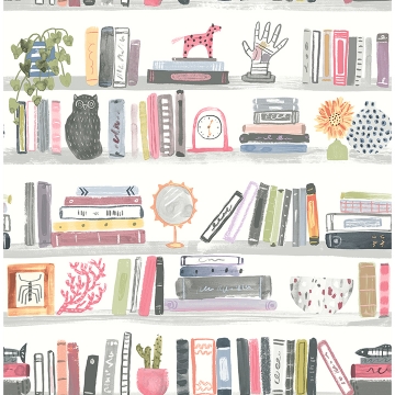 Picture of Painterly Pink Shelf Stories Novelty Peel and Stick Wallpaper