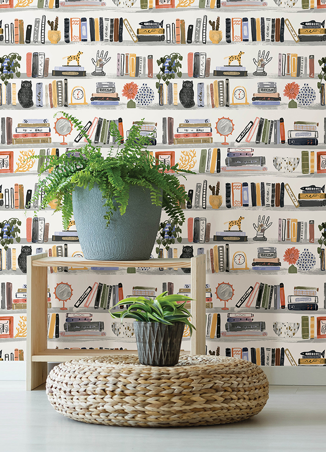 NUS4536 Painterly Yellow Shelf Stories Novelty Peel and Stick