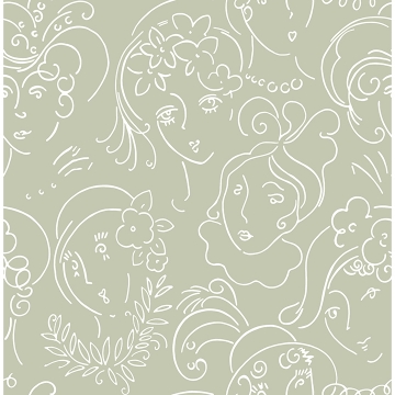 Picture of Lovely Green Ladies Who Lunch Novelty Peel and Stick Wallpaper