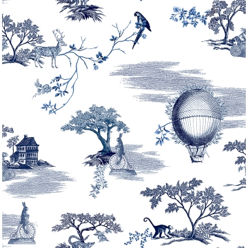 Picture of Whimsy Navy Fairytale Toille Novelty Peel and Stick Wallpaper