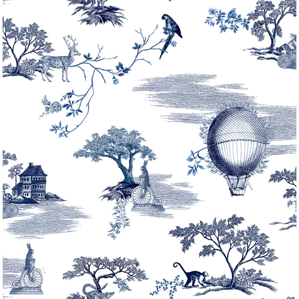 Picture of Whimsy Navy Fairytale Toille Novelty Peel and Stick Wallpaper