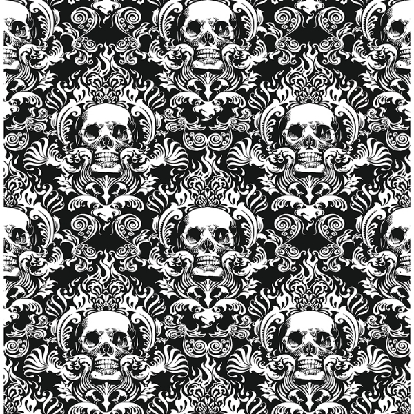 Picture of Skulls Black Fieri Novelty Peel and Stick Wallpaper
