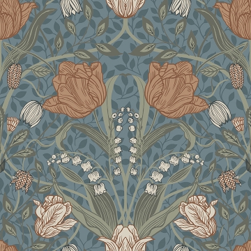 Picture of Fillippa Blue Tulip Wallpaper