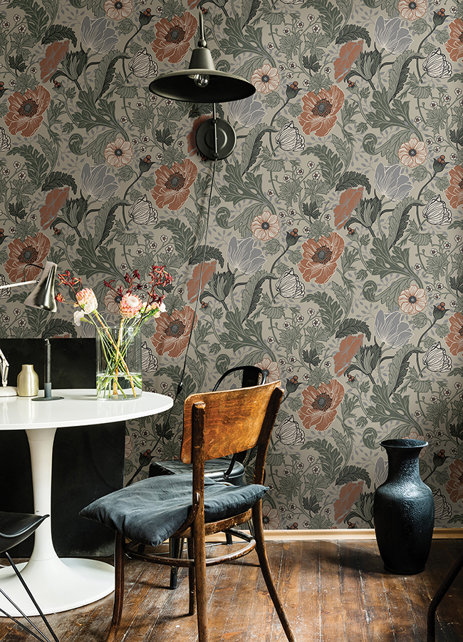 4080-33001 - Anemone Grey Floral Wallpaper - by A-Street Prints