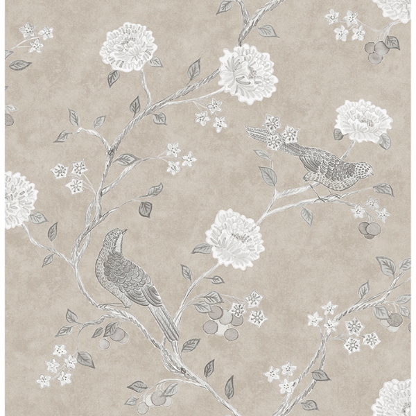 Picture of Wellesley Taupe Chinoiserie Wallpaper