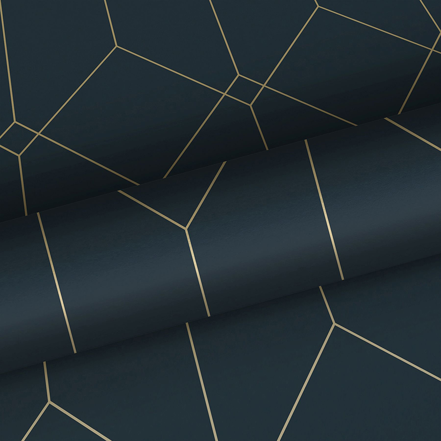 DD139225 Trilliant Dark Blue Art Deco Motif Wallpaper by ESTA Home