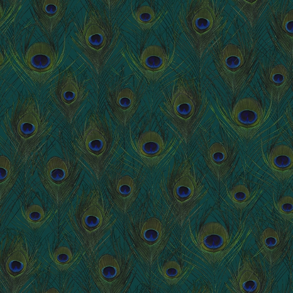 Picture of Plumage Sapphire Peacock Feathers Wallpaper
