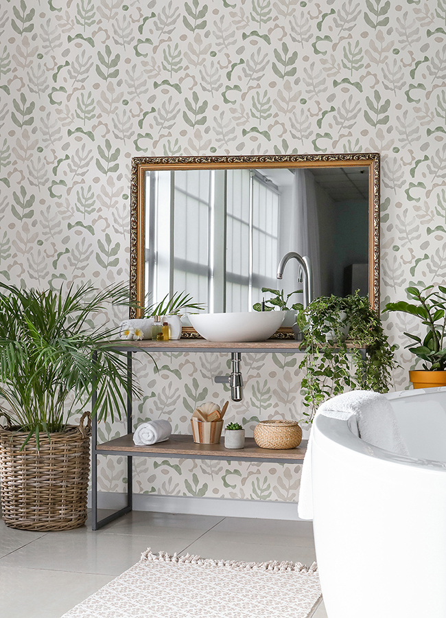 NUS4937 Neutral Green Mira Peel and Stick Wallpaper by NuWallpaper