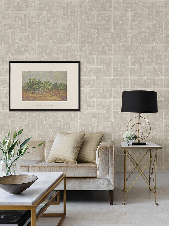 NUS4408 - Taupe Lazlo Peel and Stick Wallpaper - by NuWallpaper