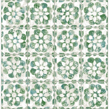 Picture of Izeda Green Floral Tile Wallpaper