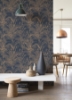 Picture of Serra Dark Blue Palm Wallpaper