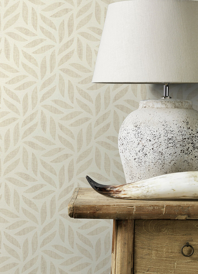 2980-704624 - Sagano Taupe Leaf Wallpaper - by Advantage