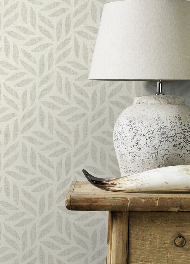 2980704631 Sagano Light Grey Leaf Wallpaper by Advantage