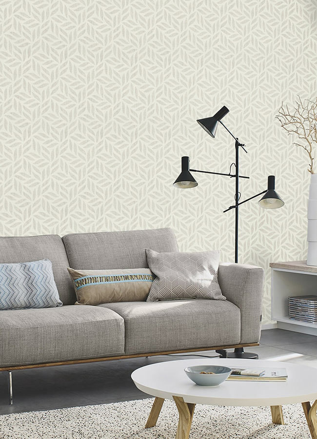 2980704631 Sagano Light Grey Leaf Wallpaper by Advantage