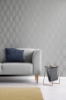 Picture of Odie Silver Contour Wave Wallpaper