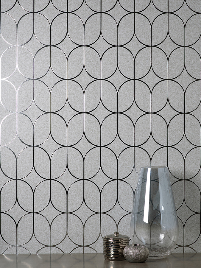 FD42803 Raye Silver Rosco Trellis Wallpaper by Fine Decor