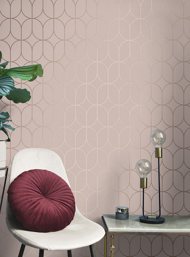 FD42805 - Raye Pink Rosco Trellis Wallpaper - by Fine Decor