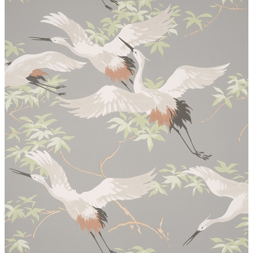 Picture of Saura Light Grey Cranes Wallpaper