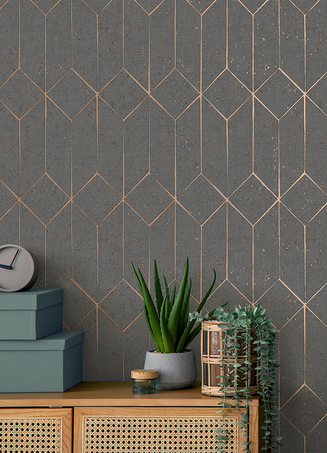 412526701 Hayden Charcoal Concrete Trellis Wallpaper by Advantage