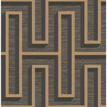 Picture of Henley Black Geometric Grasscloth Wallpaper